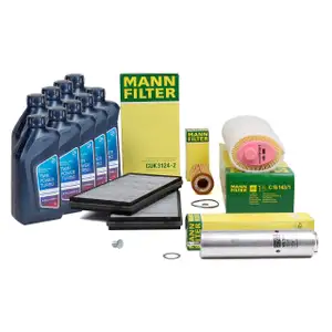 MANN Filterset 4-tlg + 9L ORIGINAL 5W30 Motor&ouml;l f&uuml;r BMW 7er E65 E66 E67 730d 204-231 M57