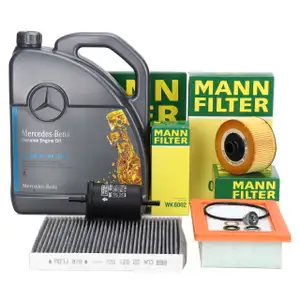 MANN Filterset 4-tlg + 5L ORIGINAL 5W40 f&uuml;r MB 229.5 Motor&ouml;l SMART ForFour ForTwo 453 0.9