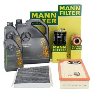 MANN Filterset 4-tlg + 7L ORIGINAL 5W30 MB 229.51 Motor&ouml;l MERCEDES W203 S206 OM611 OM612