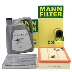 MANN Filterset 3-tlg + 5L ORIGINAL 0W30 Motor&ouml;l f&uuml;r VW Passat Artoen 2.0 TDI 4motion