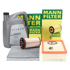 MANN Filterset 4-tlg + 5L ORIGINAL 0W30 Motor&ouml;l f&uuml;r VW Golf 7 Passat B8 A3 8V 1.6/2.0 TDI