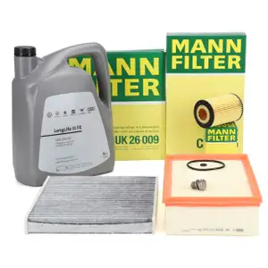 MANN Filterset 3-tlg + 5L ORIGINAL 0W30 Motor&ouml;l f&uuml;r VW Golf 7 Passat B8 A3 8V 1.6/2.0 TDI