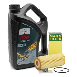 5L FUCHS TITAN SUPERSYN 5W-40 Motor&ouml;l &Ouml;l + MANN &Ouml;lfilter f&uuml;r AUDI SEAT SKODA 1.9 SDI/TDI