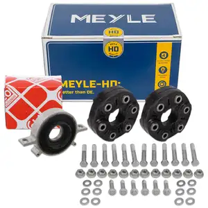 2x MEYLE HD Gelenkscheibe Rep.-Satz + febi Mittellager f&uuml;r BMW 5er F10 F11 F07 518-530d