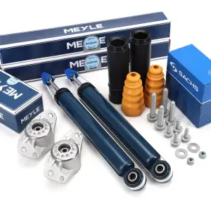 2x MEYLE Sto&szlig;d&auml;mpfer + Staubschutz + Domlager f&uuml;r VW Golf 6 mit Sportfahrwerk hinten