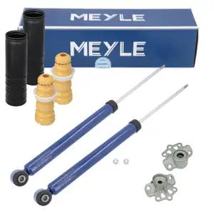 2x MEYLE Sto&szlig;d&auml;mpfer + Staubschutz Domlager f&uuml;r OPEL Corsa E mit Standard Fahrwerk hinten