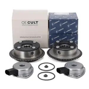 2x Nockenwellenversteller + 2x PIERBURG Zentralmagnet für MERCEDES W203 W211 R171 M271