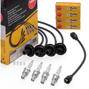 NGK Z&uuml;ndkabelsatz + 4x 4922 Z&uuml;ndkerze f&uuml;r PORSCHE 914 1.7 1.8 2.0 80/86/100 PS