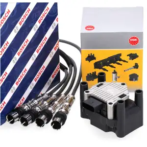 NGK Z&uuml;ndspule + BOSCH Kabelsatz f&uuml;r VW Golf 6 Polo 5 Touran AUDI A1 8X A3 8P 1.2 TSI