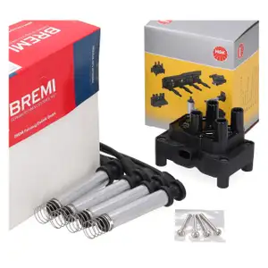 NGK Z&uuml;ndspule + BREMI Kabelsatz f&uuml;r FORD Fiesta 5 MK5 1.3 60 PS BAJA ab 09.2007