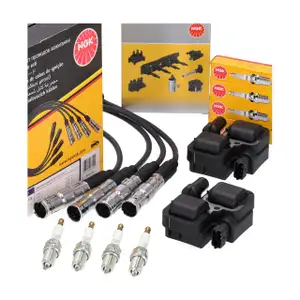 2x NGK Z&uuml;ndspule + Kabelsatz + 4x Z&uuml;ndkerze f&uuml;r MERCEDES W169 W245 150-200 TURBO M266