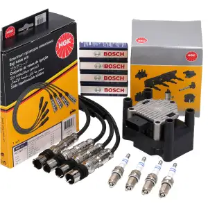NGK Zündspule + Kabelsatz + 4x BOSCH Zündkerze für VW Golf 6 Polo 5 Touran 8X 8P 1.2 TSI