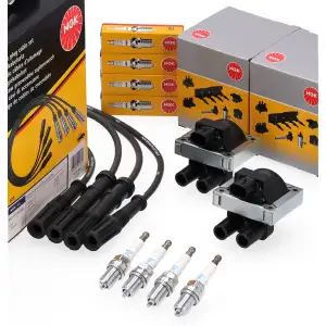 2x NGK Z&uuml;ndspule + Kabelsatz + 4x 7642 Z&uuml;ndkerze f&uuml;r FIAT Panda 169 Punto 188 1.1 1.2
