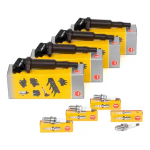 4x NGK 48206 Z&uuml;ndspule + 4x NGK 6002 Z&uuml;ndkerze f&uuml;r BMW E81 E87 116i 3er E90 316i 115 N45