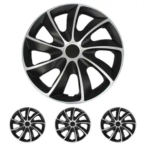 4x NRM KFZ PKW Radkappe Radblende nur für 16 ZOLL BICOLOR QUAD SCHWARZ SILBER Universal
