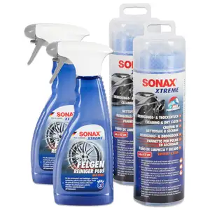 2x SONAX XTREME Felgenreiniger PLUS Max Effect 500ml + Reinigungstuch & Trockentuch