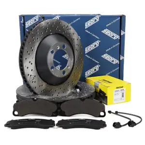 SEBRO Bremsscheiben + TEXTAR Bel&auml;ge Sensor f&uuml;r PORSCHE 991 3.8/4.0 GT3 / RS bis 2016 vorne