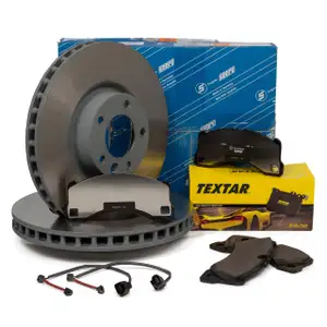 SEBRO Bremsscheiben TEXTAR Bel&auml;ge f&uuml;r PORSCHE Cayenne 9PA 18 Zoll 1LT VW Touareg 7L vorne