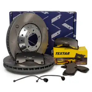 SEBRO Bremsscheiben + TEXTAR Beläge für PORSCHE Panamera 970 GTS + Turbo / S vorne