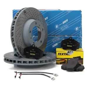 SEBRO Bremsscheiben + TEXTAR Bel&auml;ge f&uuml;r PORSCHE 997 3.8 Carrera S / GTS vorne