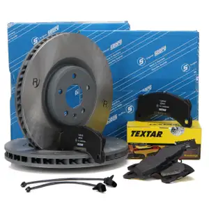 SEBRO Bremsscheiben + TEXTAR Bel&auml;ge + Wako f&uuml;r PORSCHE Macan 95B 3.0 S 340 PS vorne
