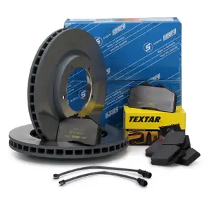 SEBRO Bremsscheiben + TEXTAR Beläge + Wako für PORSCHE 944 2.5 Turbo 220 PS vorne