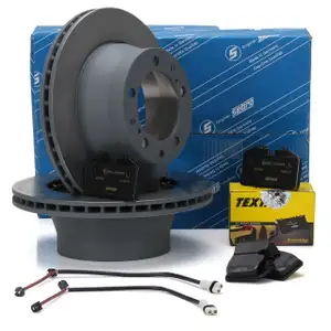 SEBRO Bremsscheiben + TEXTAR Beläge Sensor für PORSCHE 944 3.0 S2 968 3.0 / Turbo S hinten