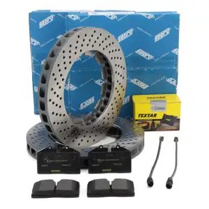 SEBRO Bremsscheiben + TEXTAR Bel&auml;ge Sensor f&uuml;r PORSCHE 911 3.3 SC Turbo bis 08.1980 vorne