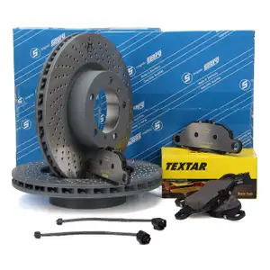 SEBRO Bremsscheiben + TEXTAR Bel&auml;ge f&uuml;r PORSCHE Boxster 981 S / GTS 3.4 vorne