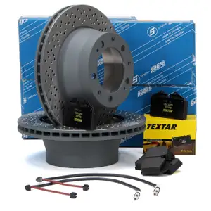 SEBRO Bremsscheiben + TEXTAR Bel&auml;ge + Wako f&uuml;r PORSCHE 968 3.0 / Turbo S hinten