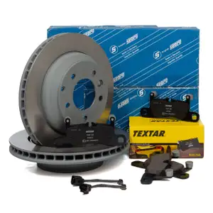 SEBRO Bremsscheiben + TEXTAR Bel&auml;ge f&uuml;r PORSCHE Cayenne (92A) VW Touareg (7P) hinten
