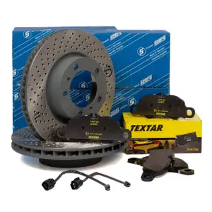 SEBRO Bremsscheiben + TEXTAR Bel&auml;ge + Wako f&uuml;r PORSCHE Boxster Cayman 981 2.7 vorne