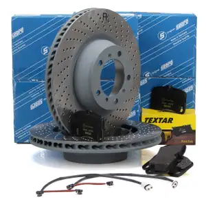 SEBRO Bremsscheiben + TEXTAR Bel&auml;ge f&uuml;r PORSCHE 997 3.6 / 3.8 Turbo / S hinten