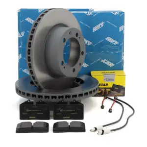 SEBRO Bremsscheiben + TEXTAR Bel&auml;ge + Sensor f&uuml;r PORSCHE 964 3.6 Carrera / 4 250 PS vorne