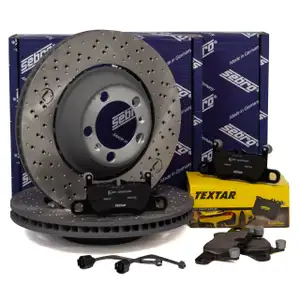 SEBRO Bremsscheiben + TEXTAR Bel&auml;ge + Wako f&uuml;r PORSCHE 991 3.0 Carrera GTS hinten
