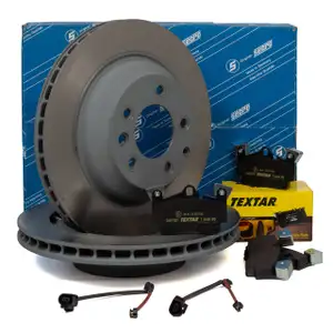 SEBRO Bremsscheiben + TEXTAR Bel&auml;ge f&uuml;r AUDI Q7 4L 2EA PORSCHE Cayenne 9PA 1KU hinten