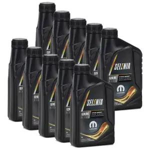 10x 1 Liter PETRONAS SELENIA Motor&ouml;l &Ouml;l K PURE ENERGY 5W40 MOPAR f&uuml;r FIAT 9.55535-S2
