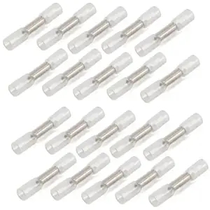 20x Leitungsverbinder Kabelverbinder Sto&szlig;verbinder RUND KLAR / SILBER 0.35-0.5mm