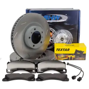 SHW Bremsscheiben TEXTAR Beläge Sensor für PORSCHE Panamera (971) 18 Zoll PR-1LD/1LU vorne