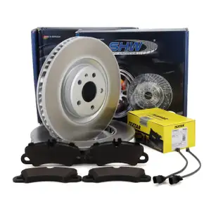 SHW Bremsscheiben + TEXTAR Bel&auml;ge + Sensor f&uuml;r PORSCHE Macan (95B) PR-1LN/1ZT vorne