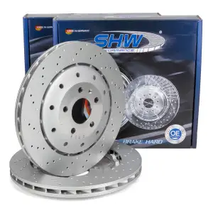 SHW Bremsscheiben Satz f&uuml;r AUDI RS6 4F C6 580 PS PR-1KJ hinten 4F0615601H