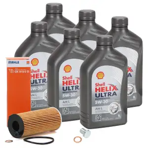 6L SHELL HELIX ULTRA PROFESSIONAL 5W-30 AM-L Motor&ouml;l+MAHLE &Ouml;lfilter f&uuml;r BMW B37/38 B47/48