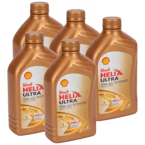 5x 1 Liter SHELL HELIX ULTRA 0W-40 Motoröl Öl für MB 229.5/226.5 VW 502.00/505.00