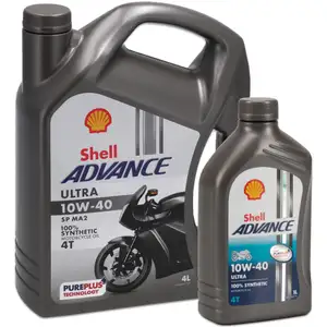 5L 5 Liter SHELL ADVANCE ULTRA 10W-40 4T 4-TAKT Motorrad Motor&ouml;l API SP JASO MA2