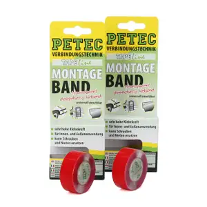 2 rolls of PETEC 87192 double-sided adhesive mounting tape, transparent, 2 m x 19 mm x 0.2 mm