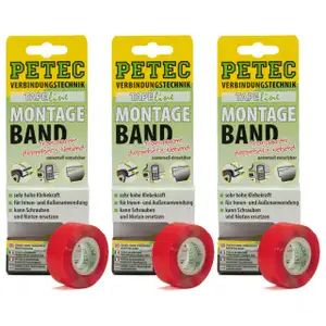 3 rolls of PETEC 87192 double-sided adhesive mounting tape, transparent, 2 m x 19 mm x 0.2 mm