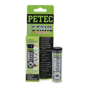 PETEC 97450 POWER STAHL Metallklebstoff 2-Komponenten-Knetmasse Schnellhärtend 50g GRAU
