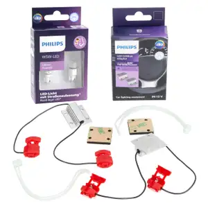 2x Philips LED glass-base bulbs, 5W Ultinon Pro6000 + LED CANbus adapter kit