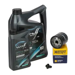 6L WOLF 5W-30 MS-F Motor&ouml;l + HENGST &Ouml;lfilter f&uuml;r FORD Focus 2 Mondeo 4 C-Max DM2 1.8 TDCi