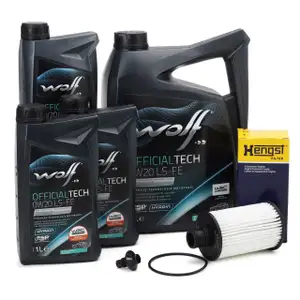 8L WOLF OFFICIALTECH 0W20 LS-FE Motoröl + HENGST Ölfilter für LAND ROVER Range Rover 3 4